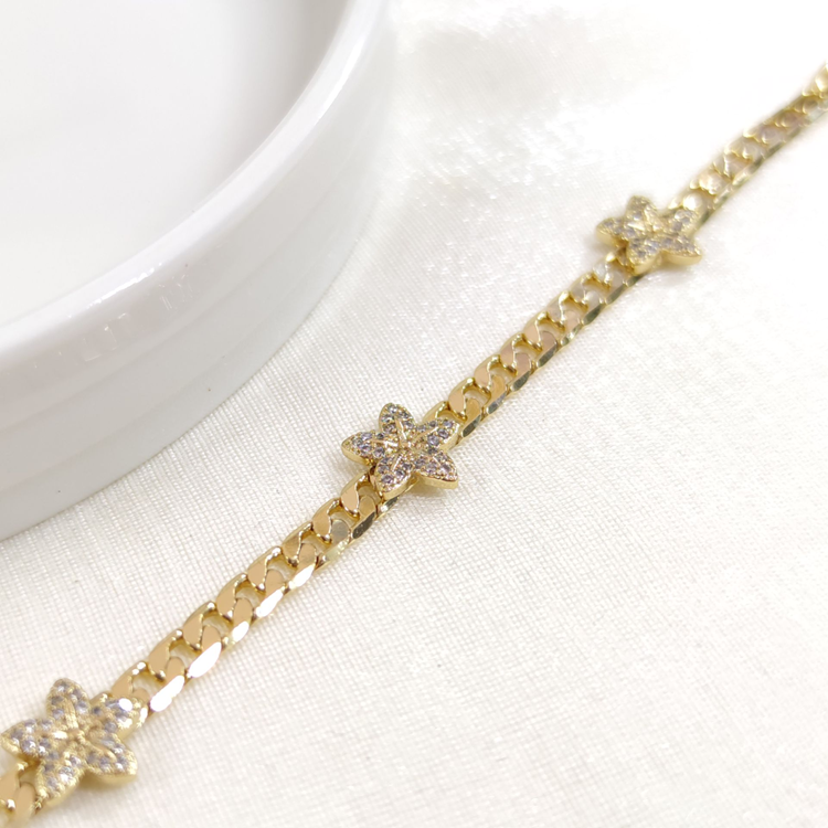 XUPING ÇİÇEK DETAY 4 MM GURMET BİLEKLİK GOLD 17+2 CM