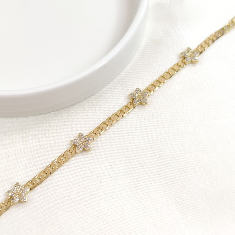 XUPING ÇİÇEK DETAY 4 MM GURMET BİLEKLİK GOLD 17+2 CM