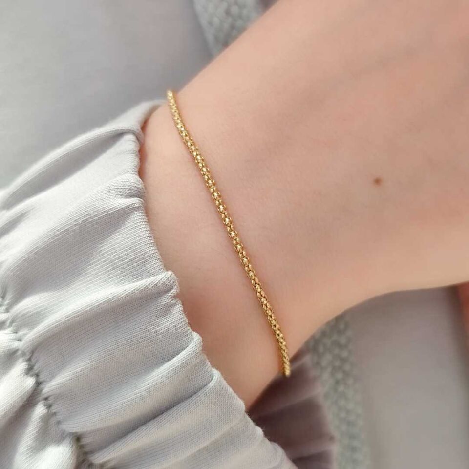 ITHAL ÇITIR ZİNCİR GÜMÜŞ BİLEKLİK ALTIN SARI - STD