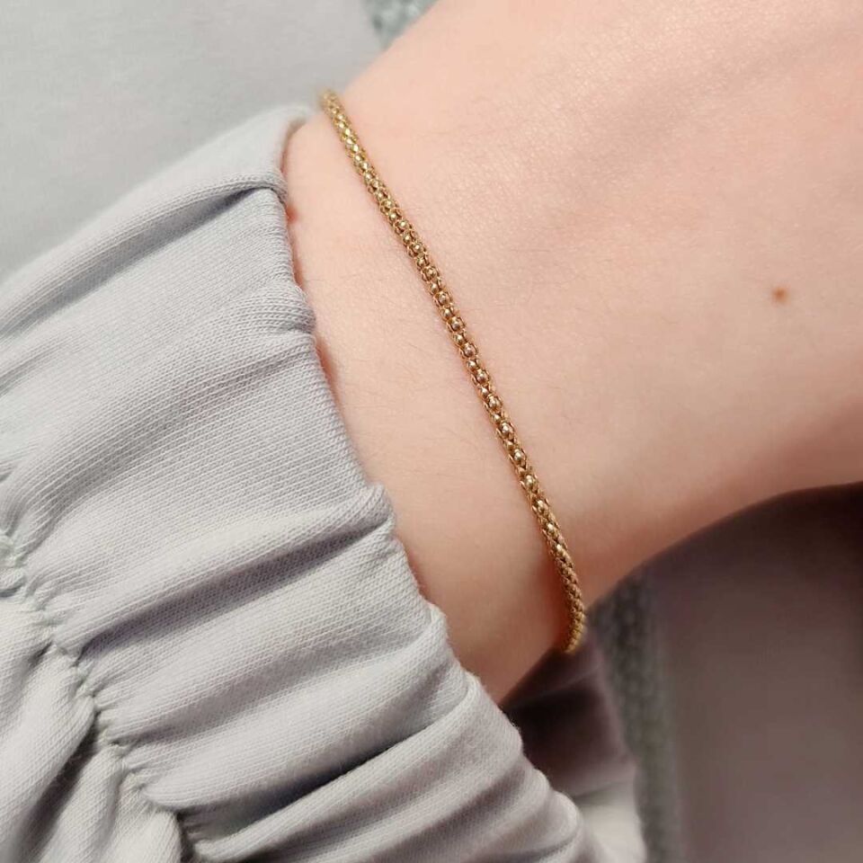 ITHAL ÇITIR ZİNCİR GÜMÜŞ BİLEKLİK ALTIN SARI - STD