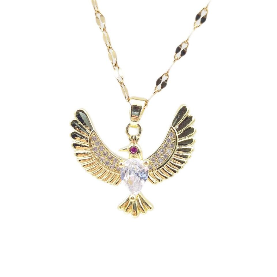 ÇELİK GOLD KANATLI KUŞ  KOLYE