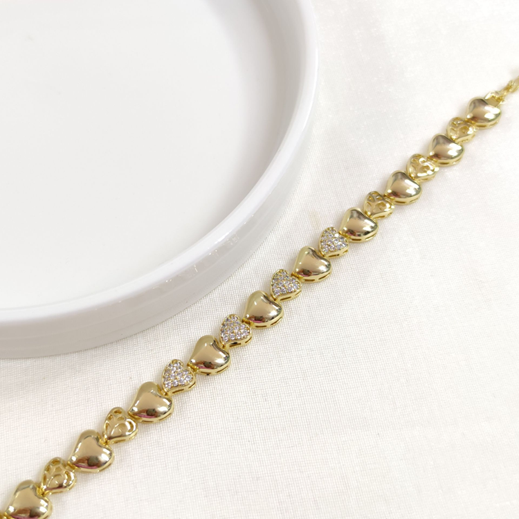 XUPING BOMBELİ KALP BİLEKLİK GOLD 17+2 CM
