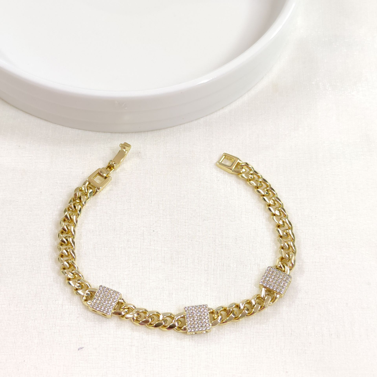 XUPING TAŞ DETAY GURMET ZİNCİR BİLEKLİK GOLD 17 CM